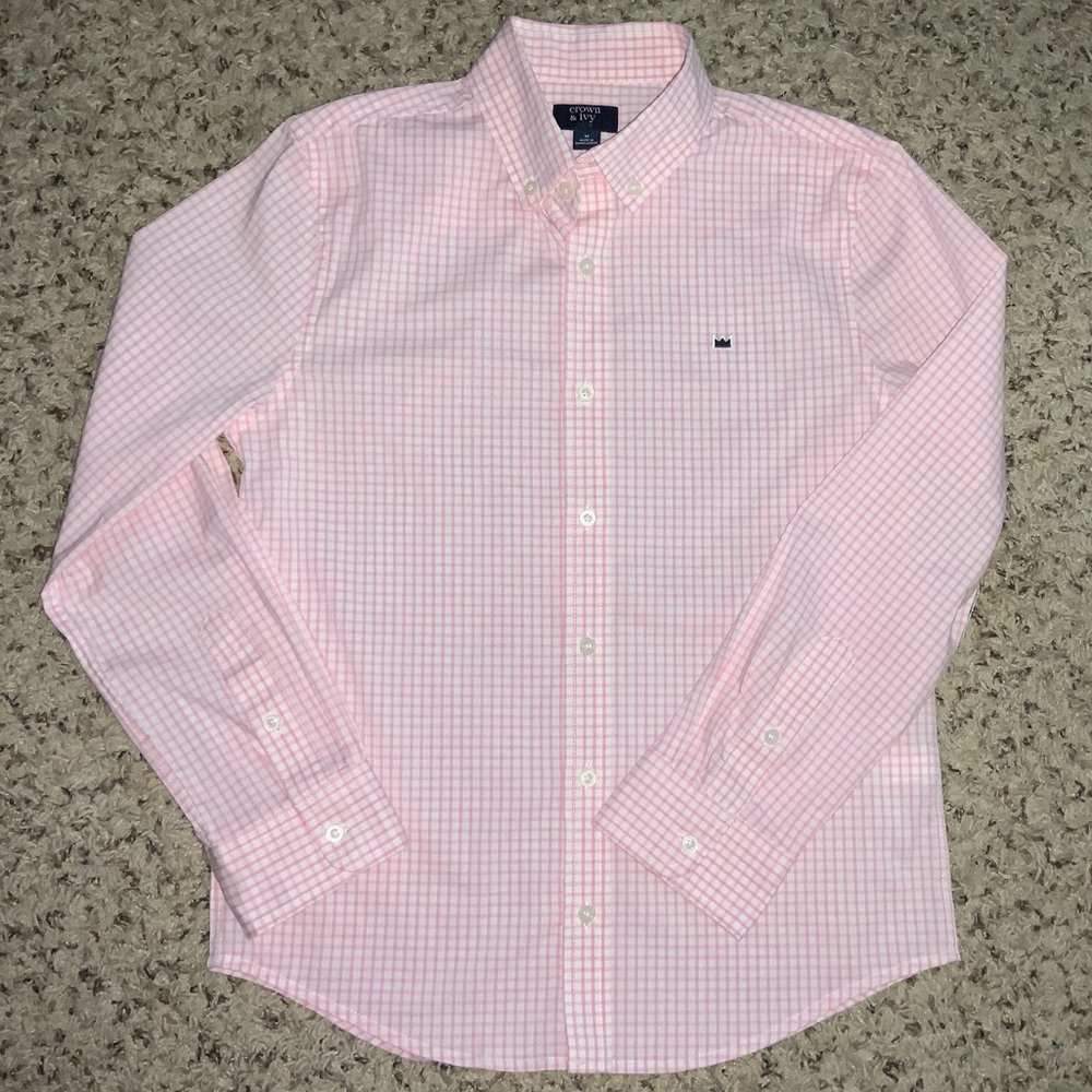 Crown & Ivy Kids Pink Checkered Button Down Shirt